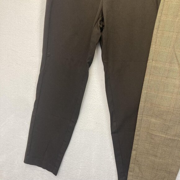 J. Jill Lot of 2 Pants Womens Medium Solid Ponte Slim Leg Brown + Glen Plaid - Picture 9 of 16